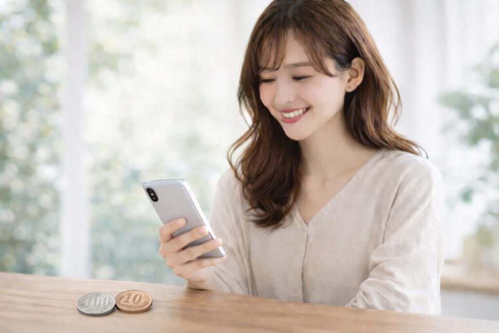 スマホと少額の硬貨