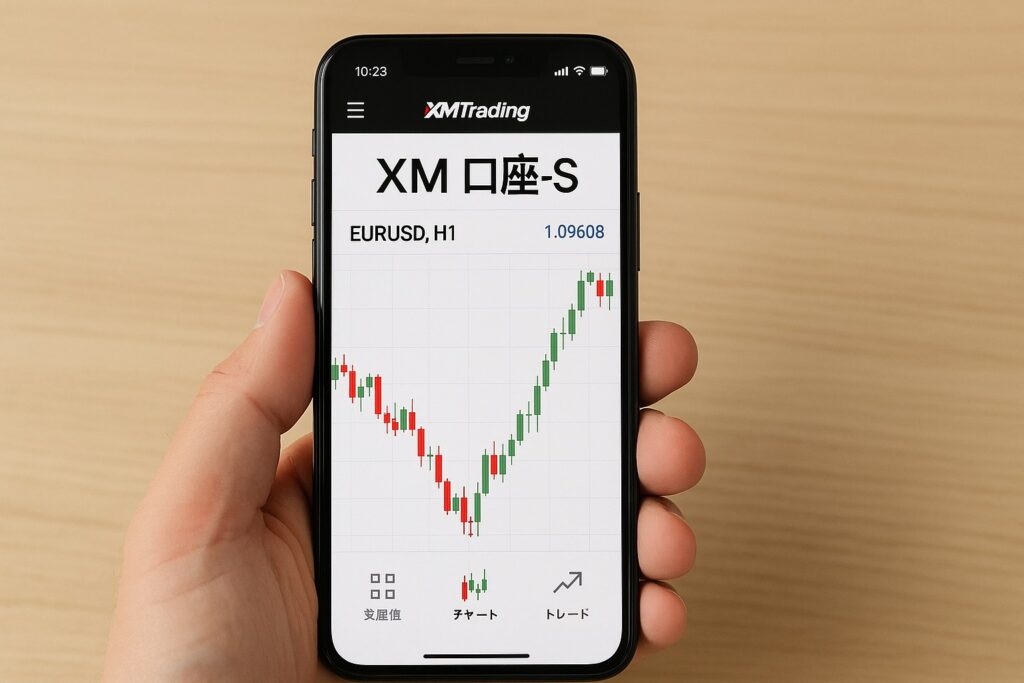 スマホのアプリのチャートをみている